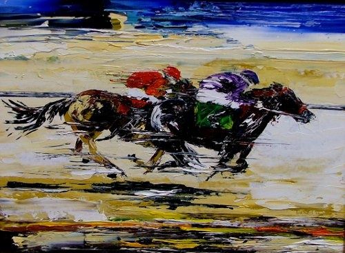 Galloping on the Beach 12×16