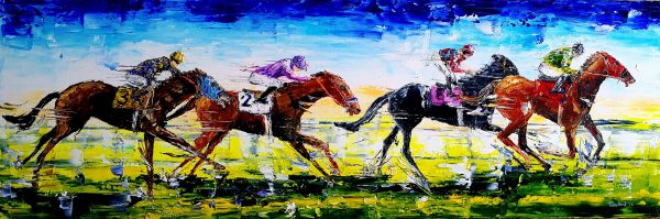 Kentucky Derby (2) 100x30x4cm box canvas