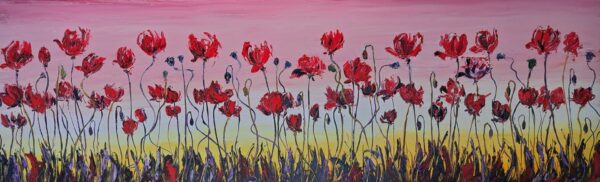 Sunset Dance at the Poppy Field 30x100cm