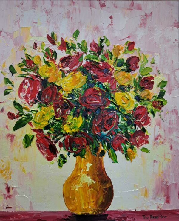 Filled With Joy- Vase of Roses 25x30cm