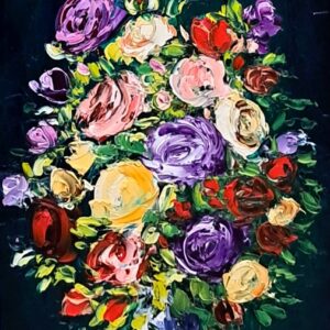 Roses on Viridian Velvet 20x40cm