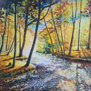 Dappled Light In Autumn, Drifting Across The River Bandon 100x120cm